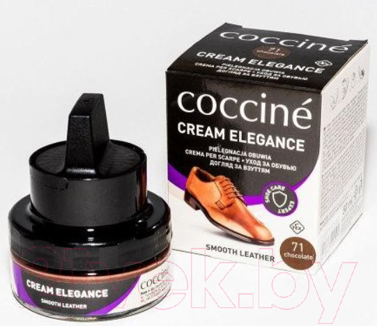 Изображение товара Крем для обуви Coccine Cream Elegance с губкой для гладкой кожи (50мл, молочный шоколад)