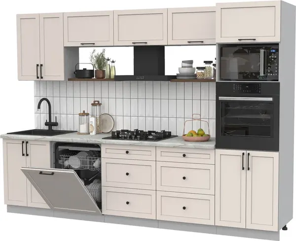 Изображение товара Кухонный гарнитур Interline Тренд 3.0-ПМ1 (кашемир/кашемир/серый каспий)