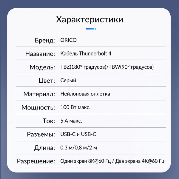 Изображение товара Кабель Orico TBZ4-08-GY-BP