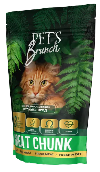 Изображение товара Сухой корм для кошек Pet's Brunch Great Chunk Beef. С говядиной (400г)
