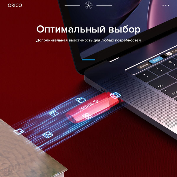 Изображение товара USB flash накопитель Orico UFSD-S-A128G-RD-BP