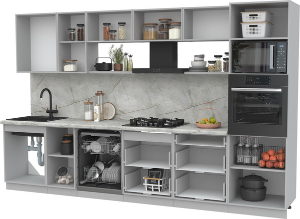 Изображение товара Кухонный гарнитур Interline Тренд 3.4-ПМ1-2  (дуб вотан/грей/серый каспий)