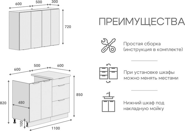 Изображение товара Кухонный гарнитур Кортекс-мебель Корнелия Марика 1.1  (зеленый софт/дуб бунратти)