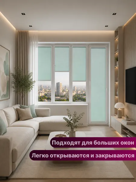 Изображение товара Рулонная штора кассетная НеоФьюжен Оксфорд 75х200 левая (бирюзовый)