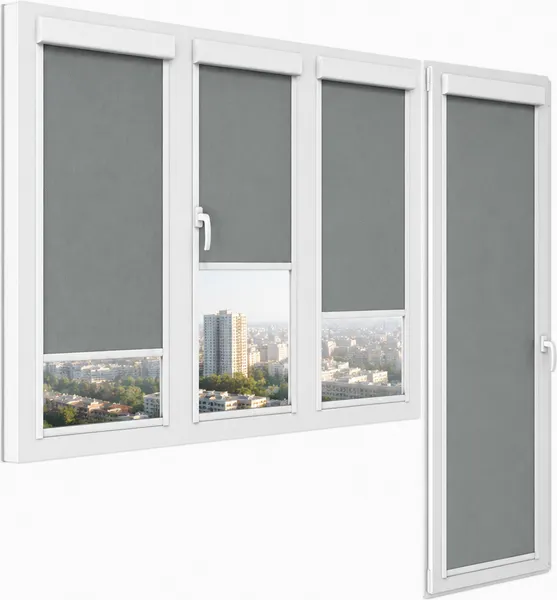 Изображение товара Рулонная штора кассетная НеоФьюжен Оксфорд 100х200 левая (светло-серый)