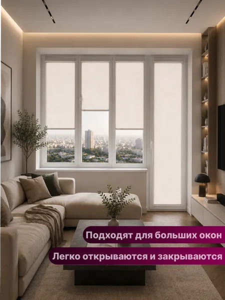 Изображение товара Рулонная штора кассетная НеоФьюжен Оксфорд 140х200 правая (сливочный)