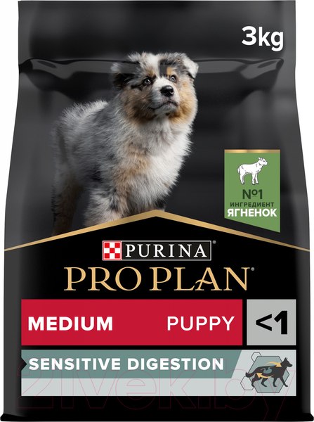Изображение товара Сухой корм для собак Pro Plan Puppy Medium Sensitive Digestion с ягненком и рисом (3кг)
