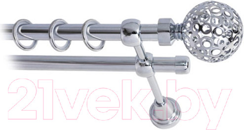 Изображение товара Карниз для штор Lm Decor Ажур 095 2р гладкий (хром, 3.2м)