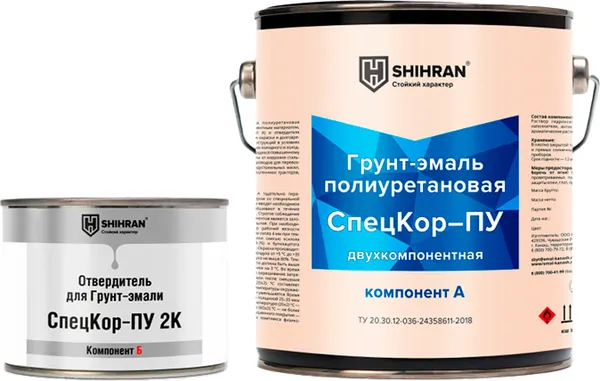 Изображение товара Грунт-эмаль SHIHRAN 2К СпецКор-ПУ полуматовый (2.4кг, черный)