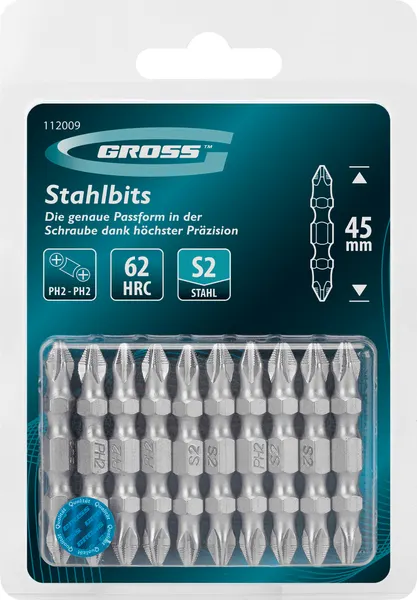 Изображение товара Набор бит Gross PH2-PH2x45мм S2 / 112009 (10шт)