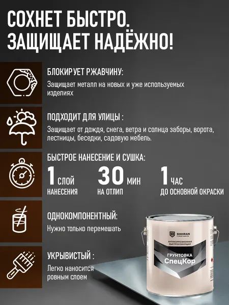 Изображение товара Грунт-эмаль SHIHRAN СпецКор быстросохнущий (2.4кг, серый)