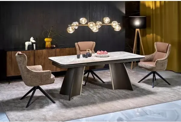 Изображение товара Обеденный стол Halmar Vesna 180-260x90 (бежевый мрамор/коричневый)