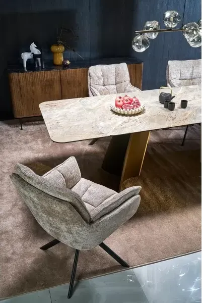 Изображение товара Обеденный стол Halmar Vesna 180-260x90 (бежевый мрамор/коричневый)