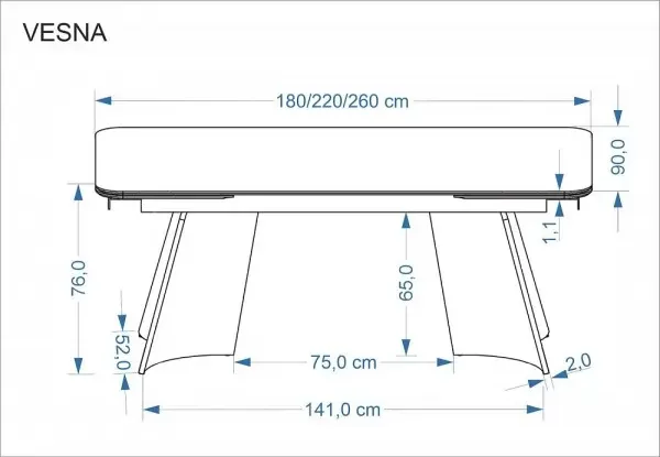 Изображение товара Обеденный стол Halmar Vesna 180-260x90 (бежевый мрамор/коричневый)