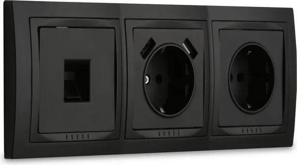 Изображение товара Рамка для выключателей и розеток SmartBuy Нептун / SBE-05b-Plastic-FR-3 (черный)