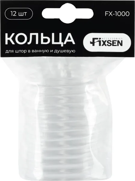 Изображение товара Кольца для шторки Fixsen FX-1000C (12шт, прозрачный)