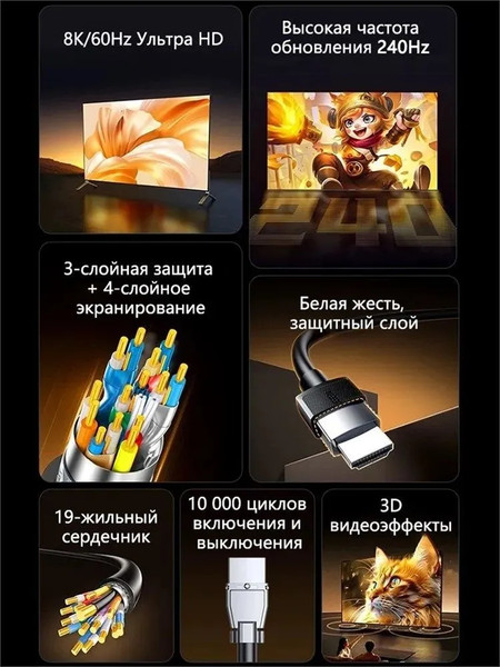 Изображение товара Кабель Ugreen HD175 / 45433 (3м, черный)