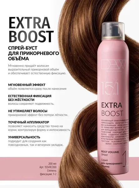 Изображение товара Спрей для укладки волос Dew Professional Extra Boost 15 в 1 (200мл)