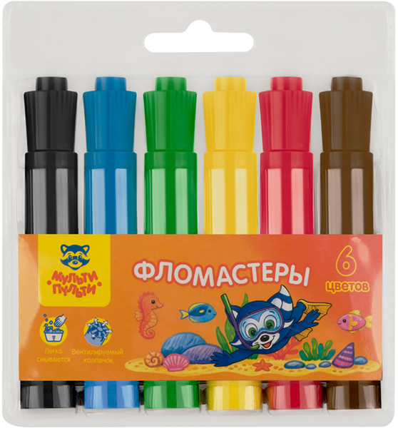 Изображение товара Фломастеры Мульти-пульти Енот в Красном море / WP_68086 (6цв)
