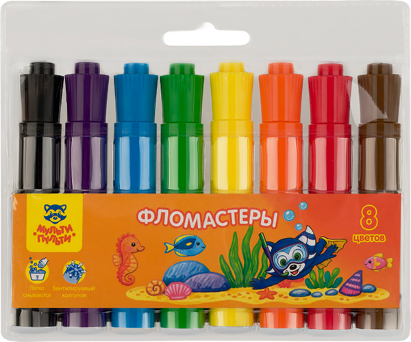 Изображение товара Фломастеры Мульти-пульти Енот в Красном море / WP_68087 (8цв)