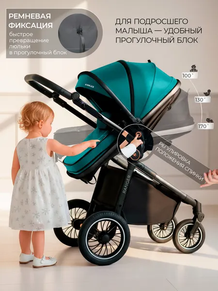 Изображение товара Детская универсальная коляска Sweet Baby Ranger 3в1 (Neo Green Glossy)