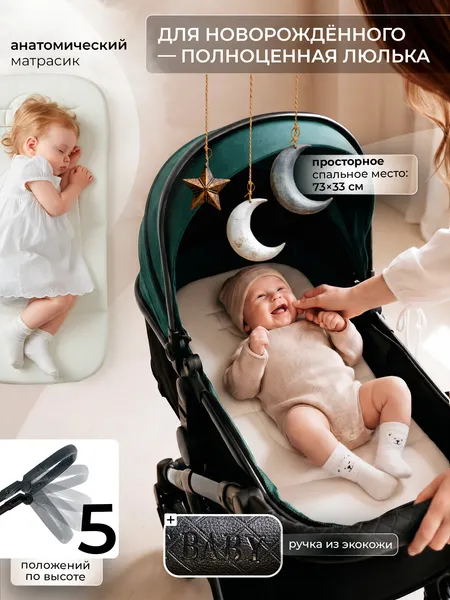 Изображение товара Детская универсальная коляска Sweet Baby Ranger 3в1 (Neo Green Glossy)