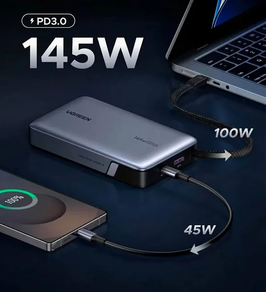 Изображение товара Портативное зарядное устройство Ugreen PB551 / 55992B (серый космос)
