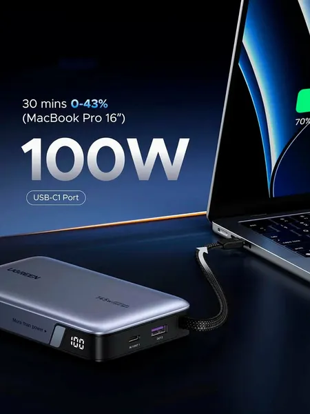 Изображение товара Портативное зарядное устройство Ugreen PB551 / 55992B (серый космос)