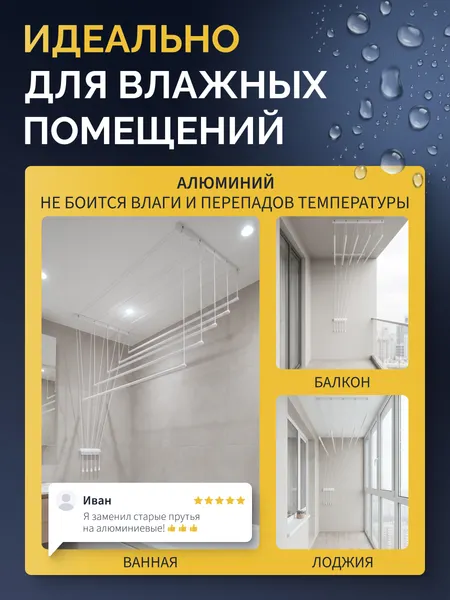 Изображение товара Комплект для ремонта потолочных сушилок Comfort Alumin Group ф11мм 1.7м / 012100 (5шт, белый)