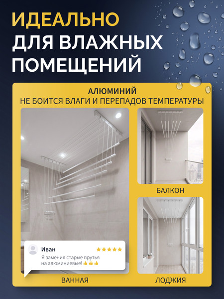 Изображение товара Комплект для ремонта потолочных сушилок Comfort Alumin Group ф11мм 1.8м / 012114 (6шт, белый)