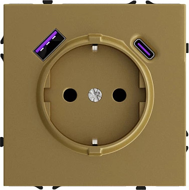Изображение товара Розетка Forkel USB А+С с заземлением 19724 (золотой)