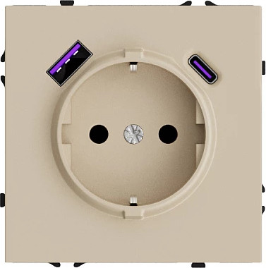 Изображение товара Розетка Forkel USB А+С с заземлением 19650 (кашемир)