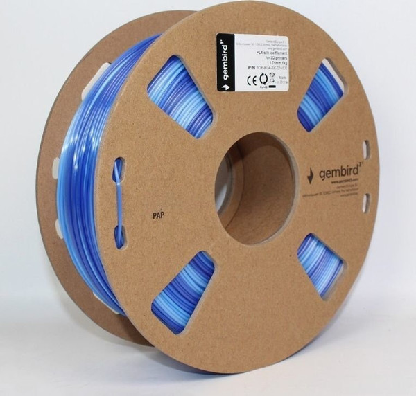 Изображение товара Пластик для 3D-печати Gembird/Cablexpert PLA Silk (1.75мм, 1кг, холодный синий)