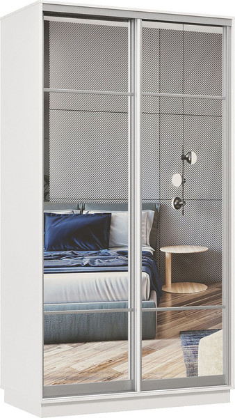 Изображение товара Шкаф-купе Хочу Домой Классика 02  (белый 07/11.11 зеркало 00.00/серебро 01)