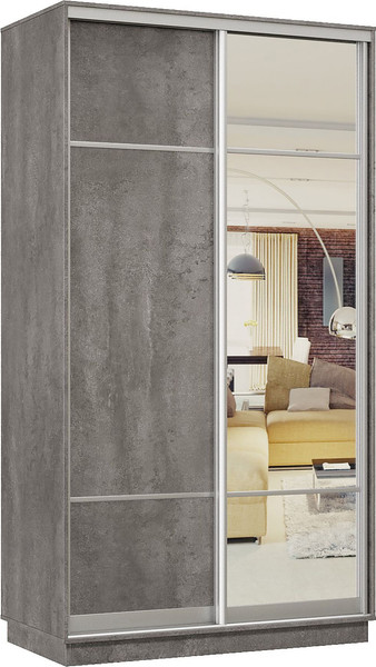 Изображение товара Шкаф-купе Хочу Домой Классика 02 (бетон 11/08.11 бетон/зеркало 11.00/серебро 01)
