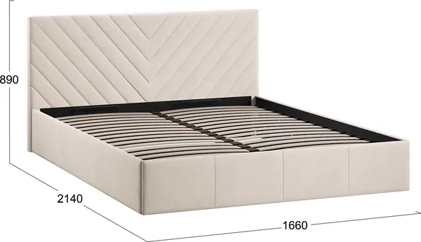 Изображение товара Двуспальная кровать ТриЯ Милана с ПМ 1600 Тип 1 (велюр Confetti Cream)