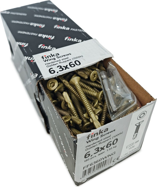 Изображение товара Шуруп Finka Wing Screws С крыльчаткой флюгель 6.3x60 со сверлом TORX30 (180шт, Golden Ruspert)