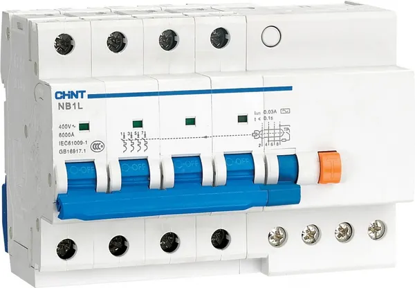 Изображение товара Дифференциальный автомат Chint NB1L-40 4P 25А 30mA 6кА А / 198122