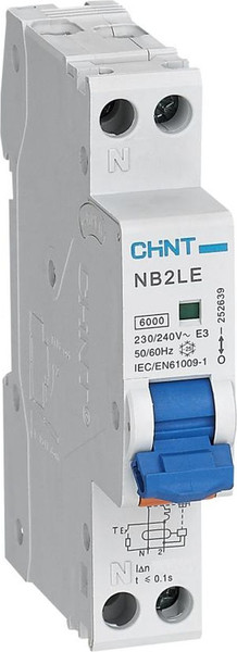 Изображение товара Дифференциальный автомат Chint NB2LE 1P+N 6А 30mA 6кА А / 689005