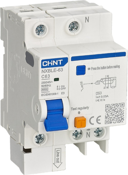 Изображение товара Дифференциальный автомат Chint NXBLE-63 1P+N 32А 30mA 6kA АС / 819935