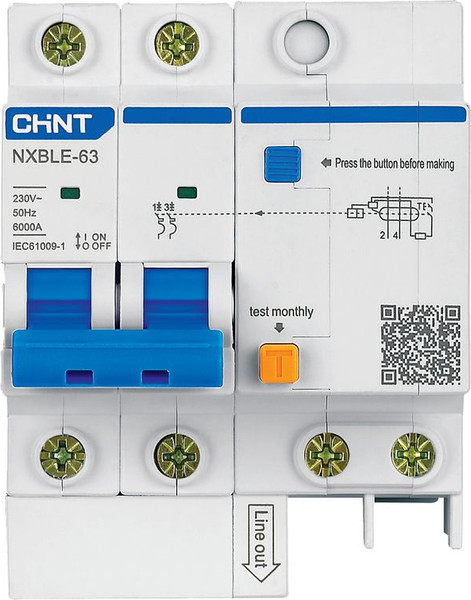 Изображение товара Дифференциальный автомат Chint NXBLE-63 2P 50А 30mA 6kA / 819982