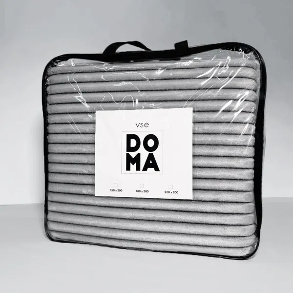 Изображение товара Плед Миланка Vse Doma 150x200 (полоса/светло-серый, чемодан)