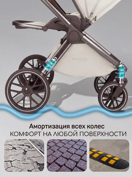 Изображение товара Детская универсальная коляска Amarobaby 2в1 Motus Premium Ecco Exclusive / AB26-10MOTUSF/33 (молочный)