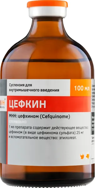 Изображение товара Раствор антибактериальный для животных Белкаролин Цефкин (100мл)
