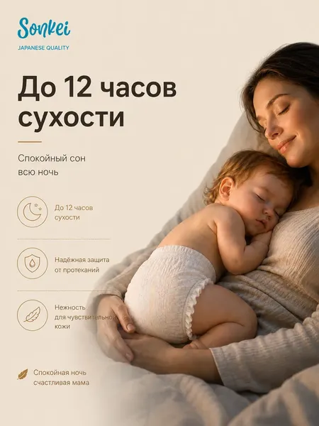 Изображение товара Подгузники-трусики детские SONKEI Premium М 5-10кг (56шт)