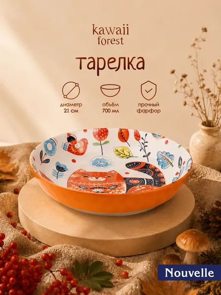 Изображение товара Тарелка столовая глубокая Nouvelle Kawaii Кот / 0860458