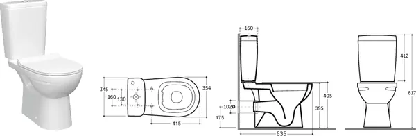 Изображение товара Унитаз напольный Керамин Альбано R Slim МСМЛ 2-режим (белый)