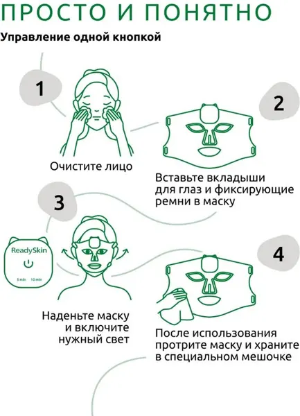 Изображение товара Светодиодная маска для омоложения кожи лица Ready Skin GlowFace
