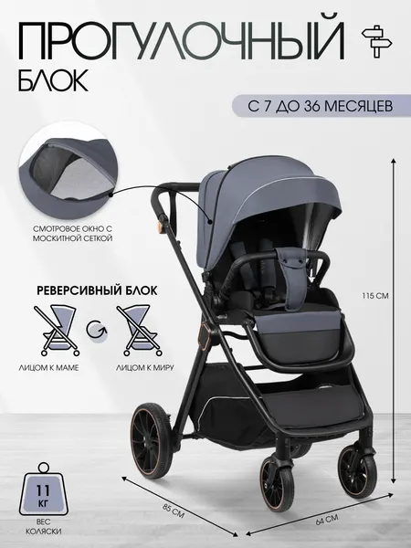 Изображение товара Детская универсальная коляска Costa 3в1 Rider / RD-3 (серый)
