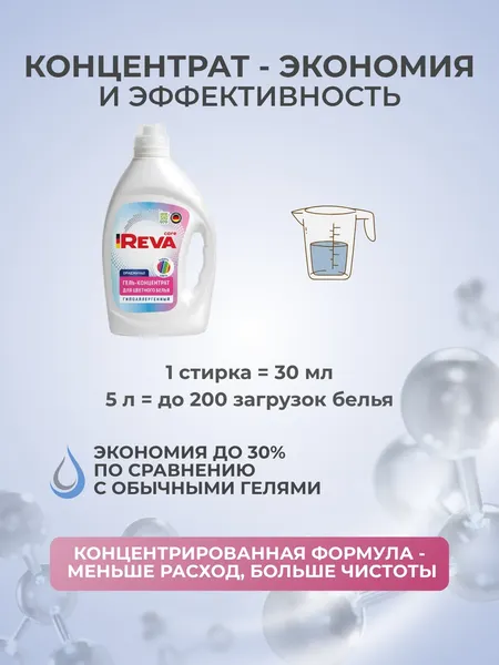 Изображение товара Гель для стирки Reva Care для цветного белья Редизайн (2л)